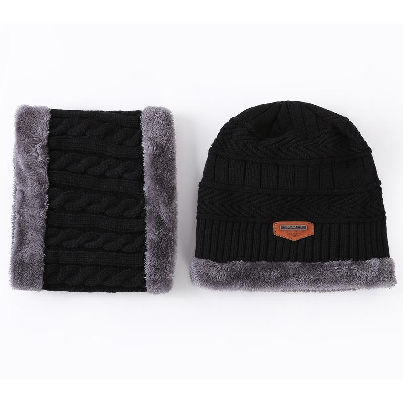 Herbst- und Winter-Strickmützen für Damen und Herren, warme Armstulpen, Fleece-Mützen, trendige Schals, Komplettset für Outdoor-Mützen