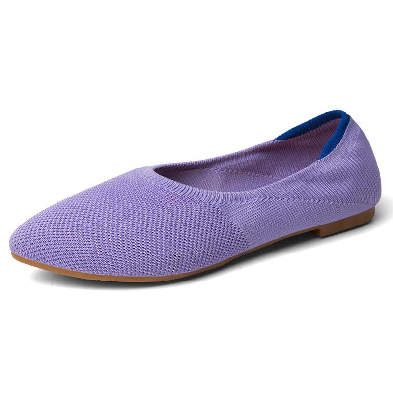 Women's Flat Shoes with Pointed Soft Knitted Sole Breathable and Comfortable Shoes Spring 2025 New Model Breathable Ballet Wome