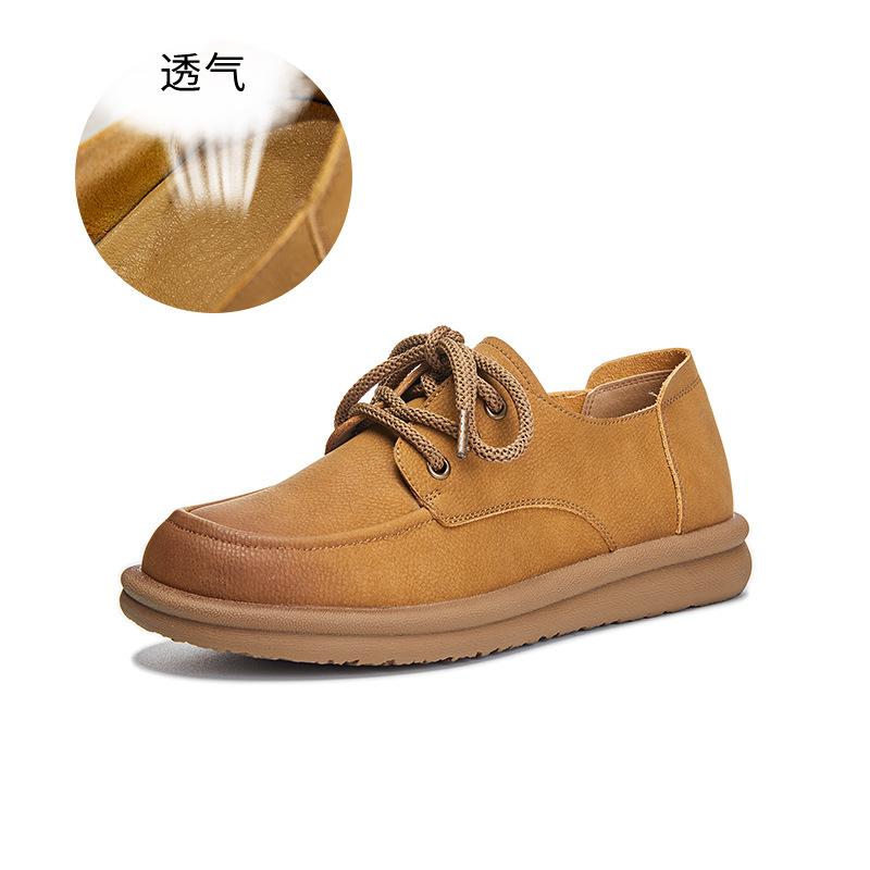 Genuine leather women's shoes 2025 spring new retro small leather shoes casual versatile single shoes women's flat commuting loafers women's