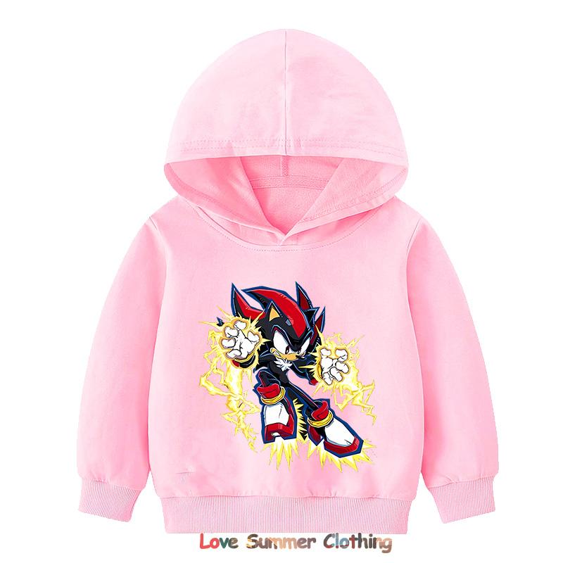 2025 Shadow Kids Hoodie Boys Pullover 4-14Yrs Girls Tops Hedgehog Long Sleeve Sweatshirt Polyester