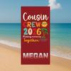 Personalized Crew Beach Towel Custom Name/Logo Oversized Microfiber Towel Summer Gift for Family Reunion, Vacation, Pool Party