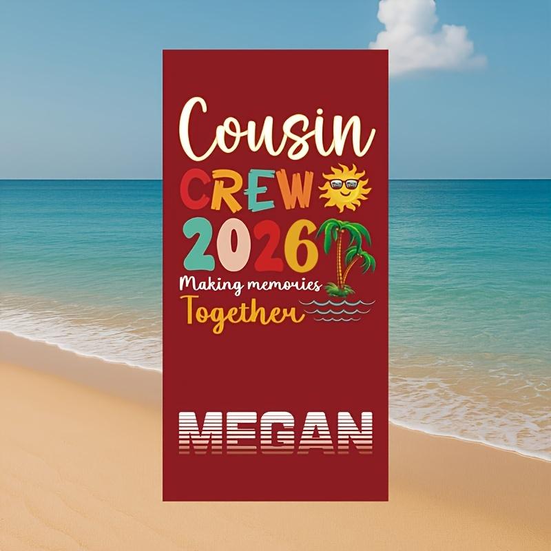 Personalized Crew Beach Towel Custom Name/Logo Oversized Microfiber Towel Summer Gift for Family Reunion, Vacation, Pool Party