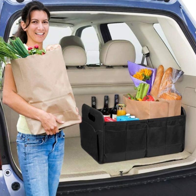1PC Large capacity car storage box, foldable and multi compartment, with reinforced handles,suitable for camping,home,office use