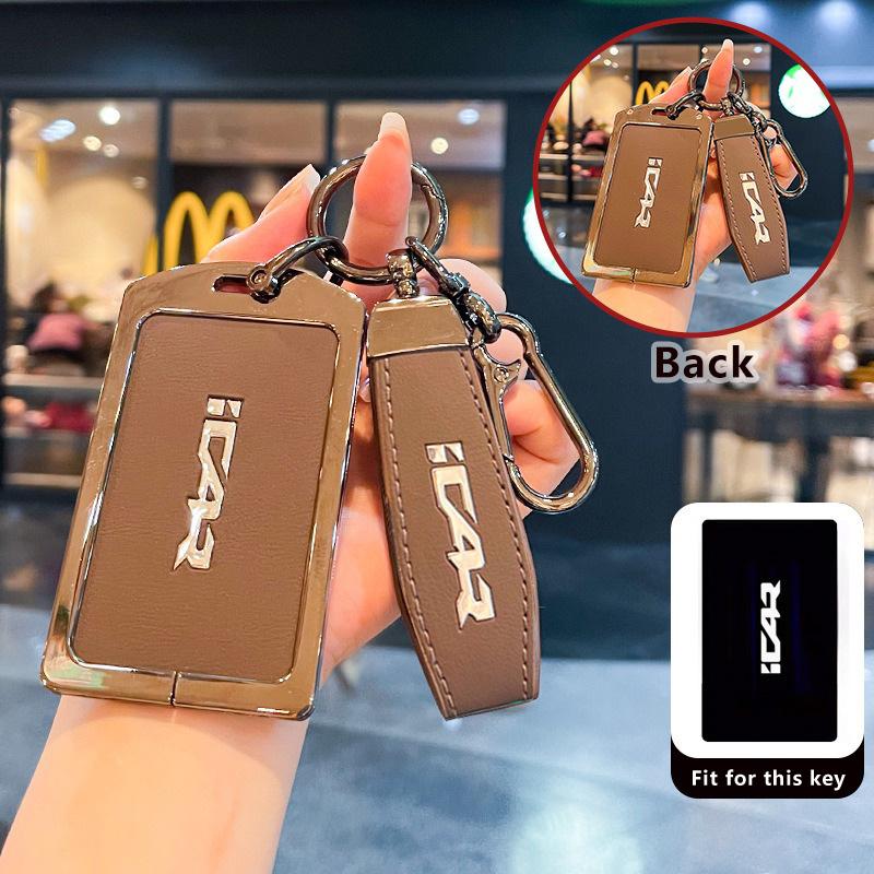 Car Key Case For Chery Icar V27 Reev Accessories  Car-Styling Keychain Remote Cover Shell Housing Ring Holder Fob