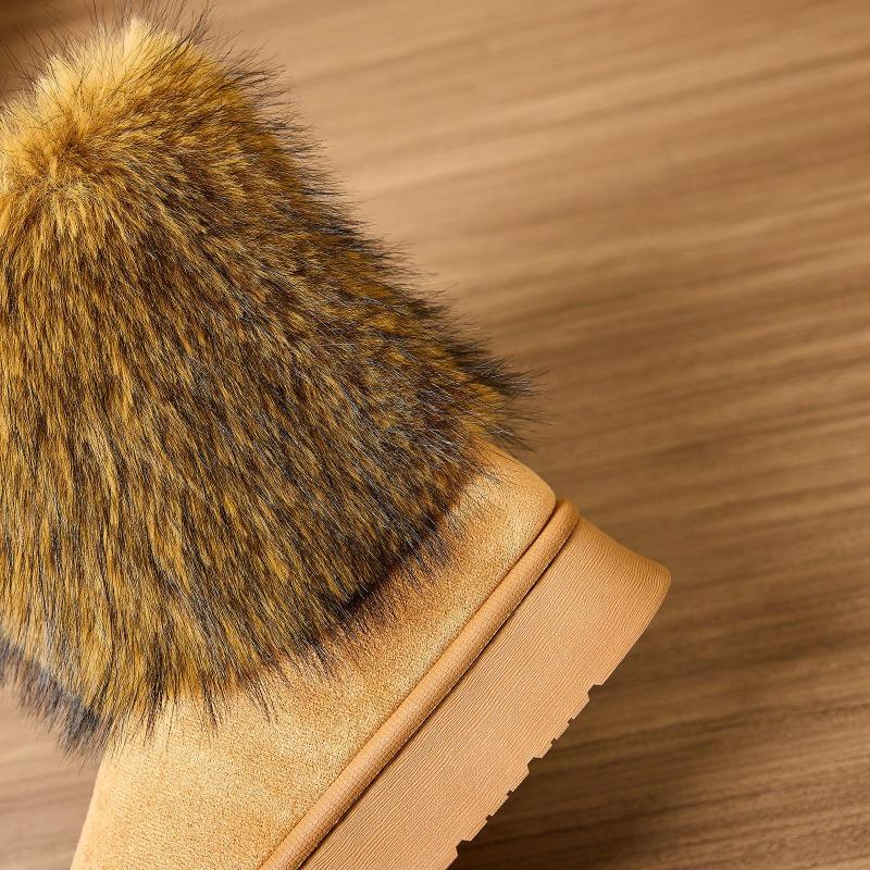 Chinelos de algodão com sola grossa e pelo longo, para manter o aquecimento, calçado de outono e inverno, botas de neve de cano médio para mulher, comércio exterior, atacado