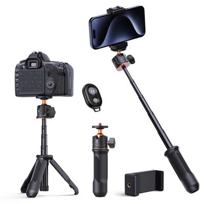 Concept Camera Smartphone Tripod Selfie Stick Tripod Stand Mini Size 4 Steps Telescopic Tabletop Stable Video Camera Smartphone Holder with Hot Shoe