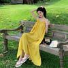 Hainan Sanya vacation beach dress sexy loose backless dress Xishuangbanna suspender design long dress summer