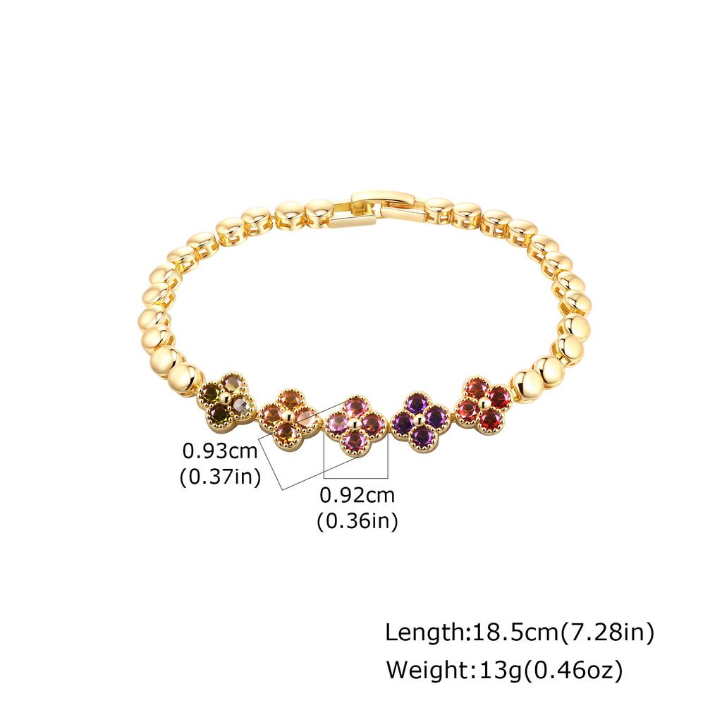 Elegant Luxury Flower Copper Bracelet Women'S Color Zircon Multi-Style Jewelry Accessories Bracelet Fashion Pbr-266