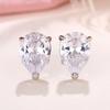 Pear Crystal Cubic Zirconia Stud Earrings Simple Versatile Ear Accessories for Women High Quality Silver Color Jewelry