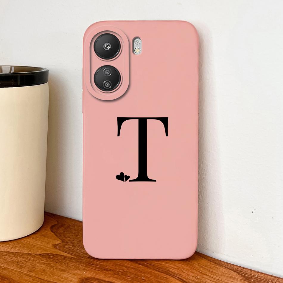 For POCO C65 C75 C55 Case Little Heart Letters Phone Housing For POCO C 75 4G 5G Soft Liquid Silicone Full Protection Back Cover