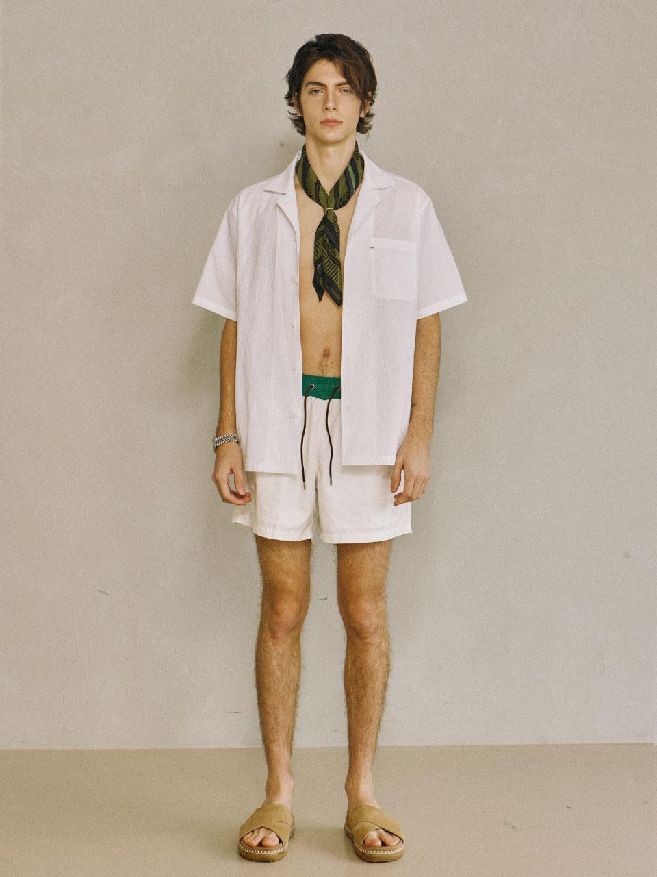 Wave Seoul Seersucker Open Collar Shirt White L