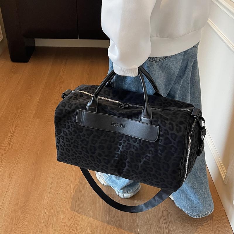 Geantă Sport de Capacitate Mare Imprimeu Leopard Geantă de Voiaj Geantă Fitness Geantă Duffel