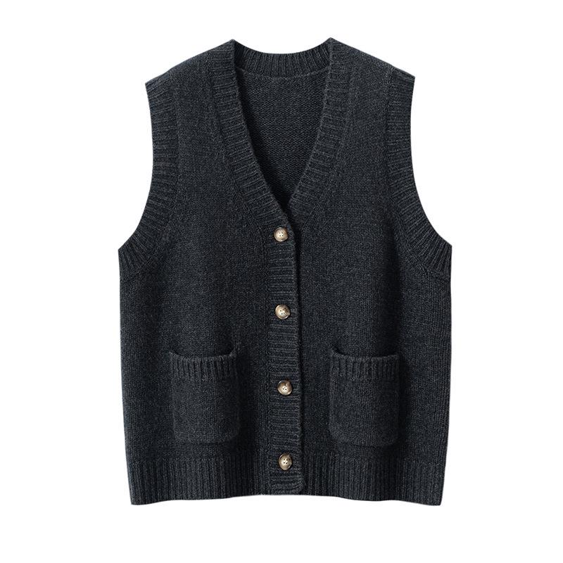 Women's Cashmere Vest: Autumn & Winter Style, Sleeveless, Fashionable Layering Cardigan, 7-Gauge Thick