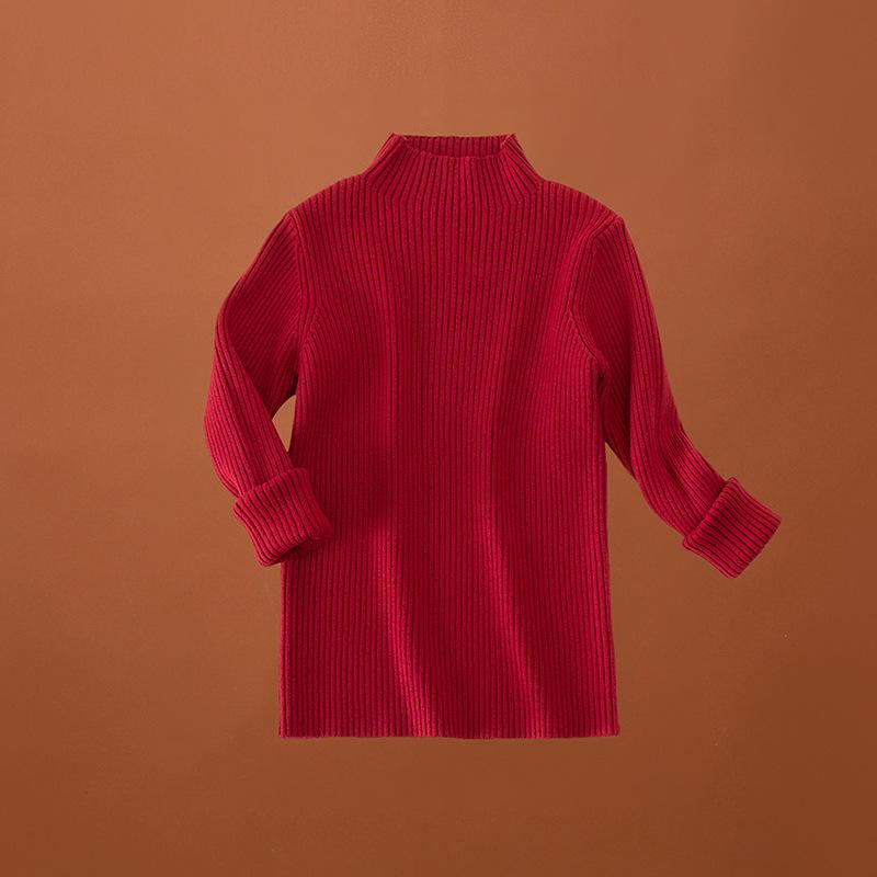 Korean Style Kids' Half-High Neck Sweater: Versatile Knitwear for Autumn/Winter