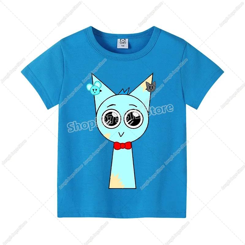 Sprunki T-shirt Boys Girls Tees Cartoon Children Clothes Fashion Casual Anime Printed Cotton Clothing Tops Summer Birthday Gifts
