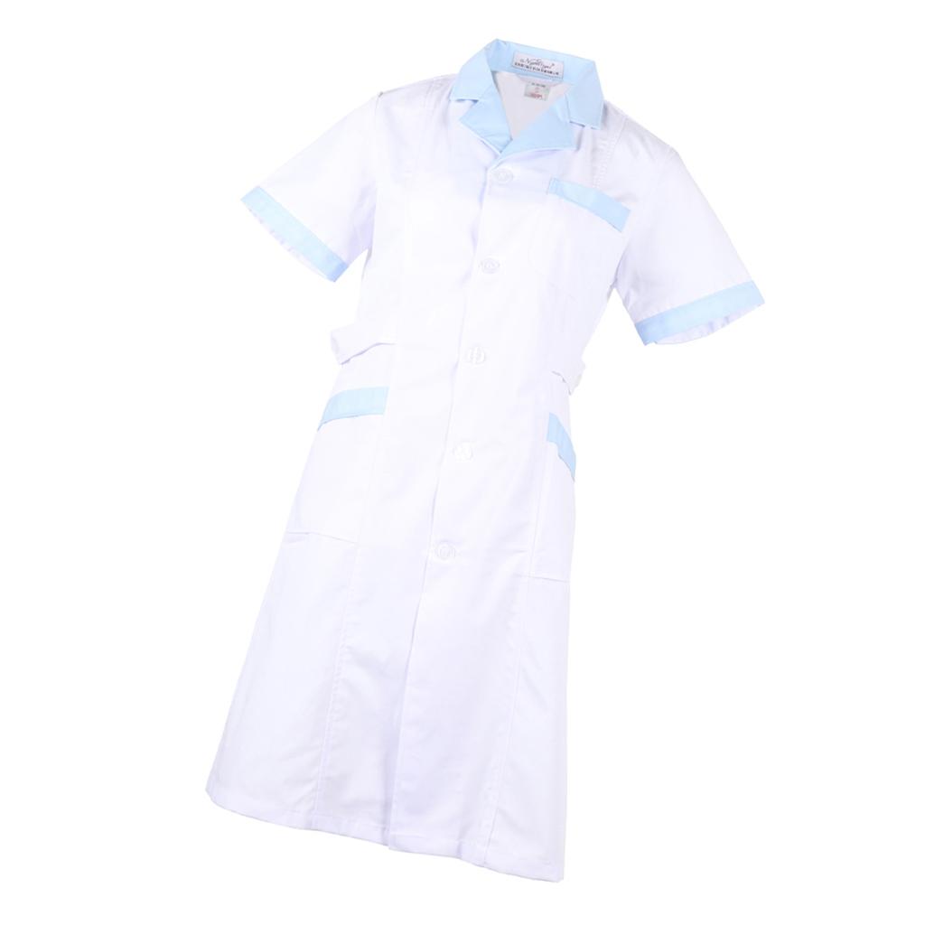 Uniform Lab Coat Short Sleeve Jacket For Women - White, S
