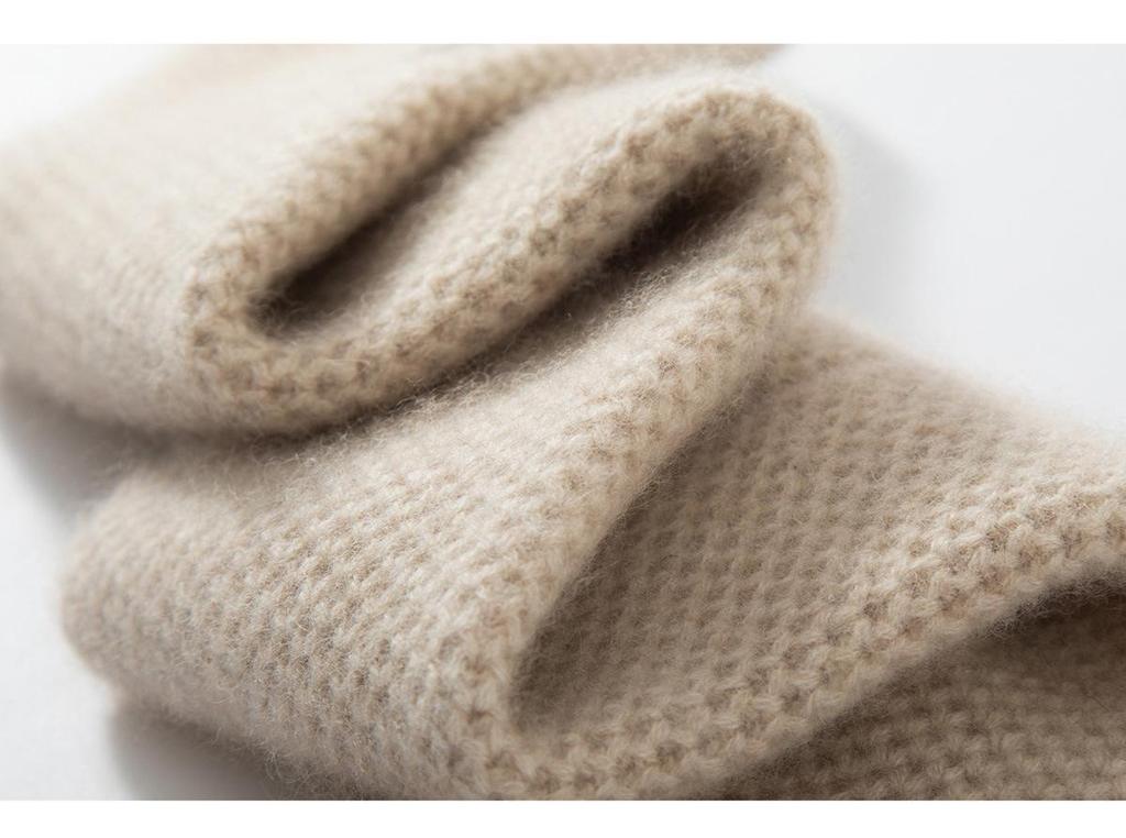 Undyed 100% Pure Cashmere Women's Honeycomb Knit Neck Gaiter - Ultra Soft, Fluffy, Korean Style Warm Scarf.