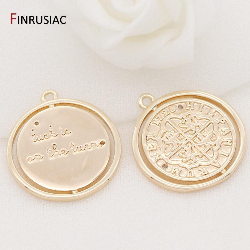 DIY Necklace Pendants Earrings Charms Jewelry Making Accessories Gold Plated Commemorative Coin Pendant Wholesale