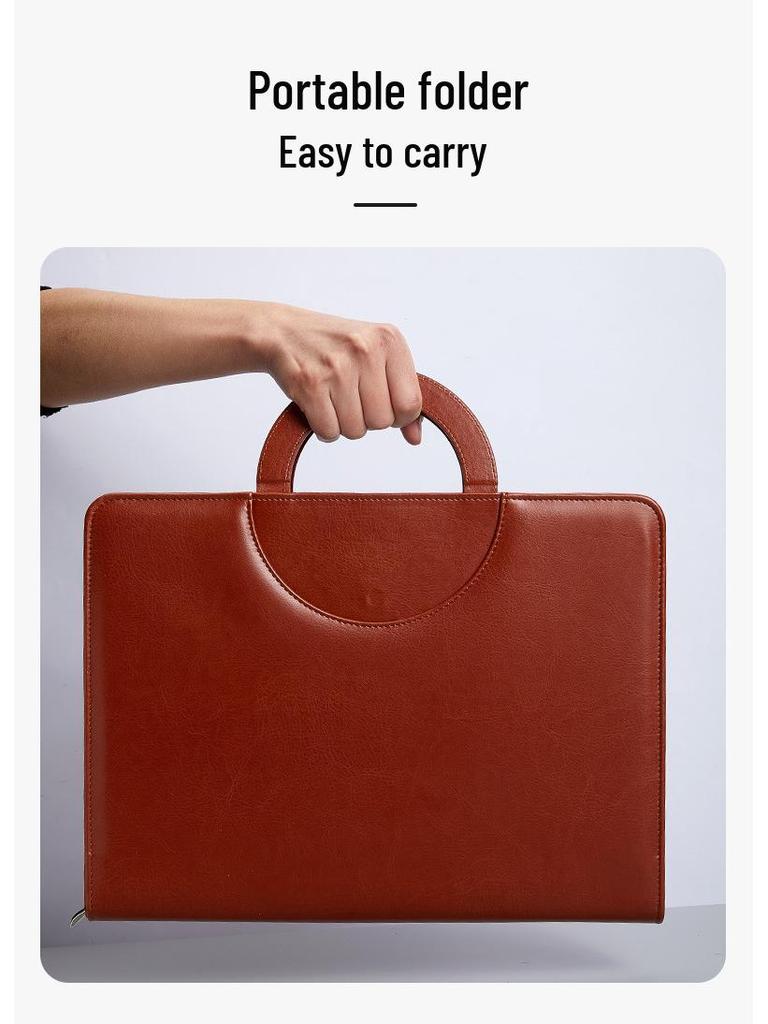 A4 Business Folder with Calculator and Zipper - Sales Manager's Document File Folder