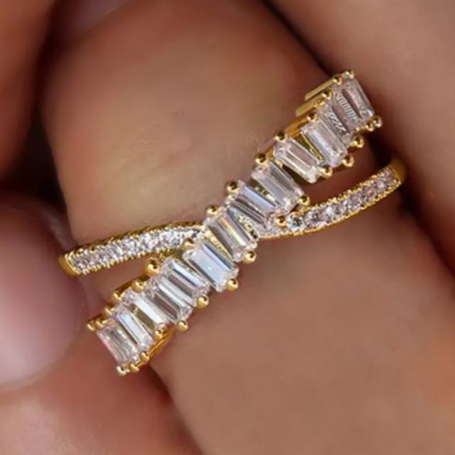 

Caoshi Shinning Cross Rings Female Engagement Accessories With Bright Zirconia Stylish Stylish Women Bridal Gathering Wedding Occasion Bands Jewelry 10