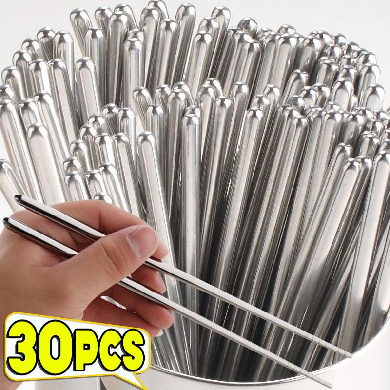 Edelstahl Essstäbchen Haushalt Rund Metall Essstäbchen Japanische Sushi Essstäbchen Küchengeschirr Bestecksets