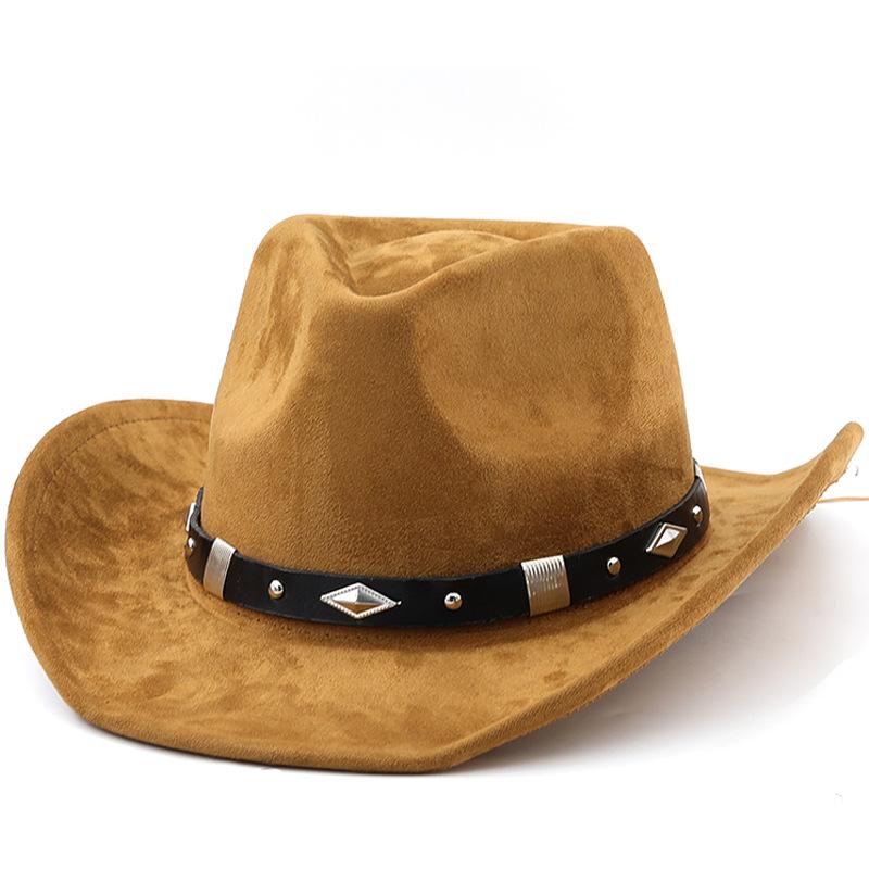 Classic western cowboy hat - suede felt hat for autumn/winter - unisex style - outdoor riding hat M（56-58cm） хаки