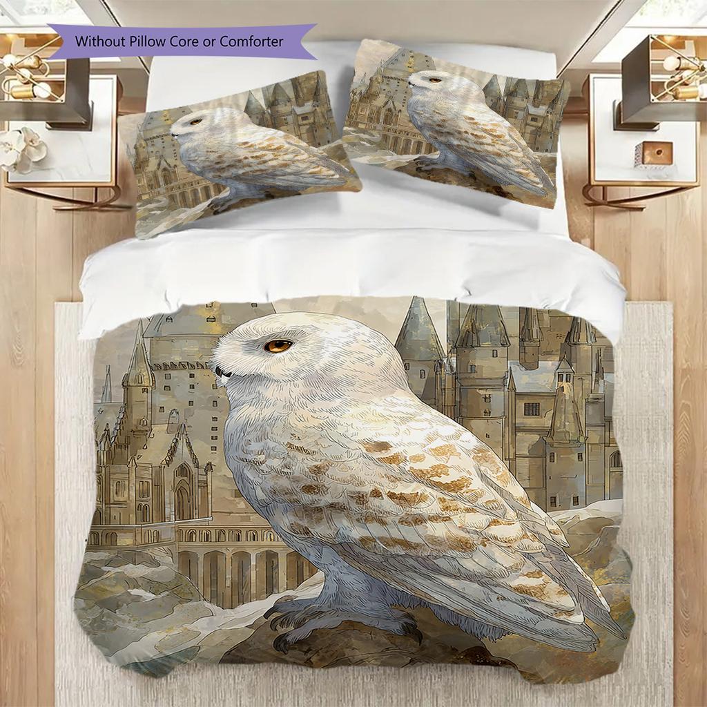 Sada povlečení s motivem sovy Sada prošívaných dek Povlak na přikrývku Povlak na polštář Domácí dekorace Dárek k narozeninám (1 * povlak na peřinu + 2 * povlak na polštář, bez jádra)