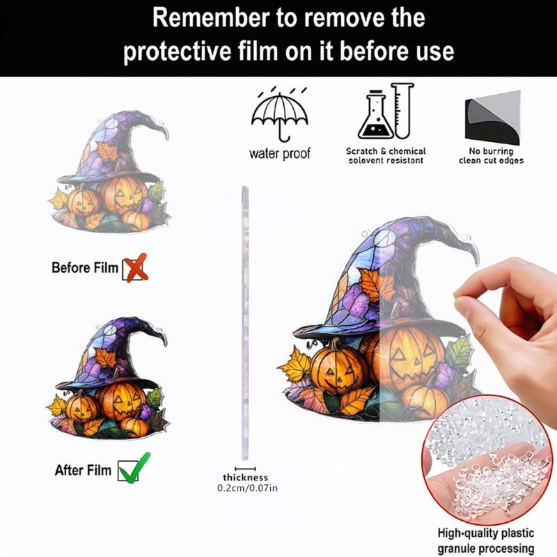 Hexenhut Buntglas Sonnenfänger Fensterhänger Halloween Dekorationen für für Fenster, Balkone, Hof, Fenster Zuhause