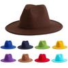 Solid Color Retro Jazz Fedora - Ethnic Style Wide Brim Wool Felt Hat for British Gentleman