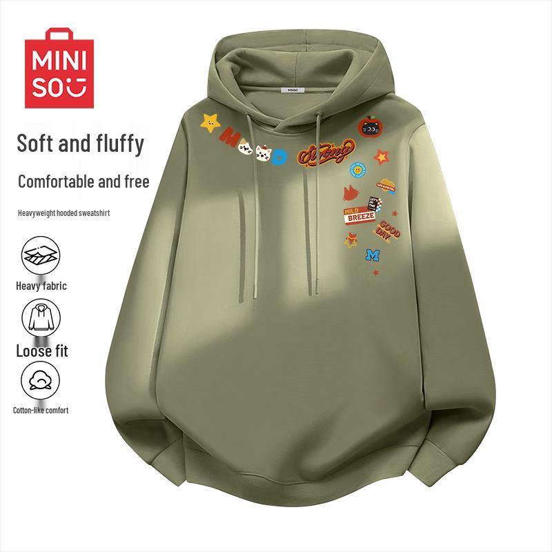 MINISO Men's Trendy Relaxed Fit Hooded Sweatshirt
