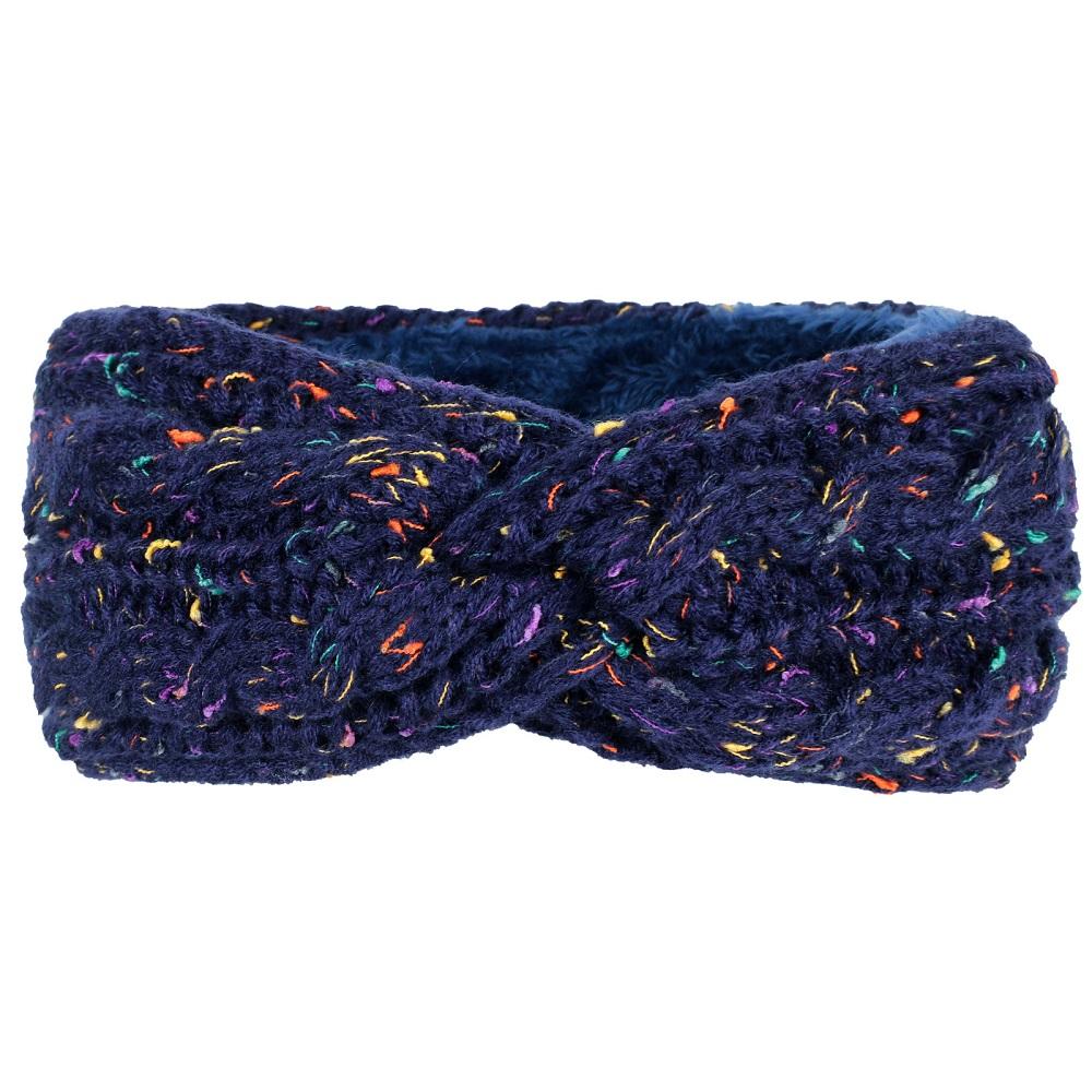 Knitted Yarn Headband Inner Layer Long Grain Velvet Front Twisted Windproof Keepwarm Headband
