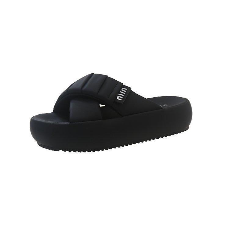 Premium slippers women's outer wear platform 2025 summer new fashion versatile casual comfortable cross with sandals