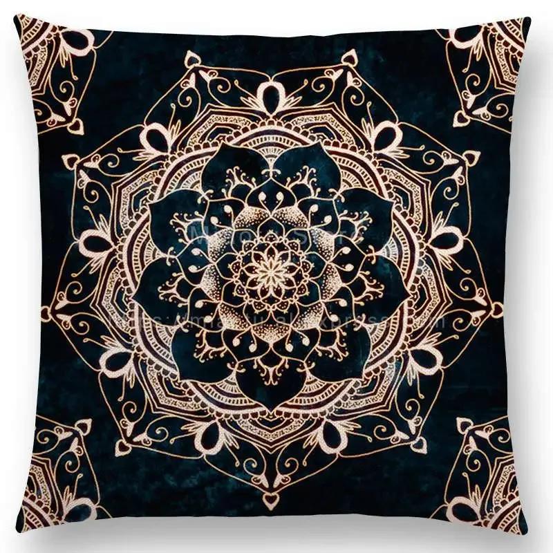 New Dreamy Emerald Spirit Flower Pillow Case Soul Mandala Elegant Flourish Floral Pattern Design Prints Retro Cushion Cover