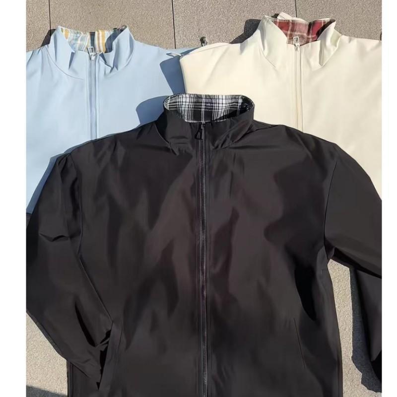 Herren Retro Gitter-Patchwork Jacke - Frühling/Herbst, Amerikanischer Reverskragen, Ohne Kapuze, Partnerlook