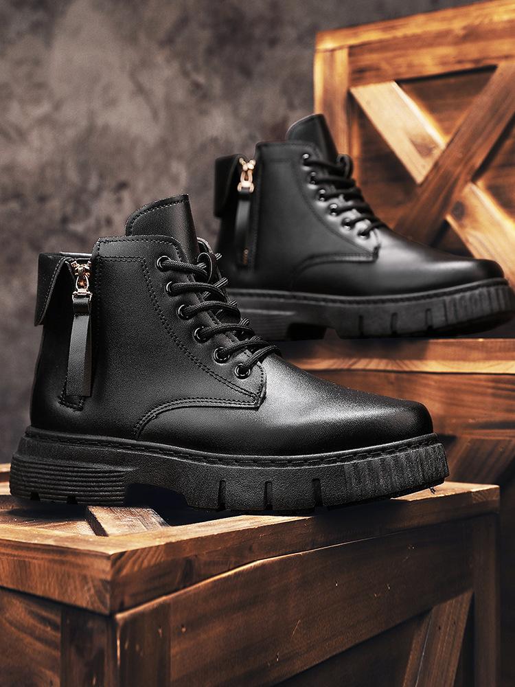 

Martin boots autumn and winter warm boots British style leather boots high-top casual tooling shoes 2024 new men s rhubarb boots 39