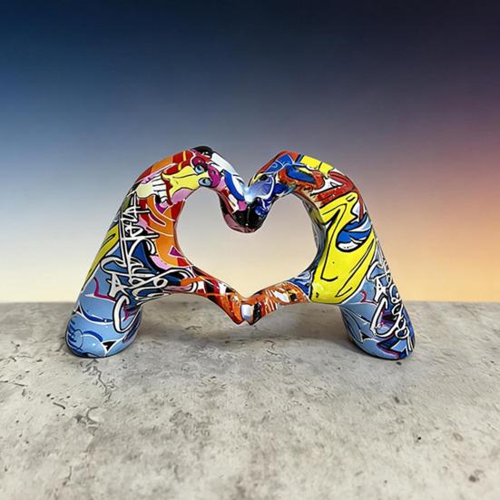 Heart Hands Sculpture Love Heart Hands Gesture Statue for Room Bookshelf Coffee Table Dining Table Centerpiece