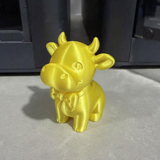 Yousheng 3D Printed Cow Figurine with Bow Tie, Cute Calf Statue, Minimalist Animal Model, Smiling Cow Ornament for Home Office Decor Gift