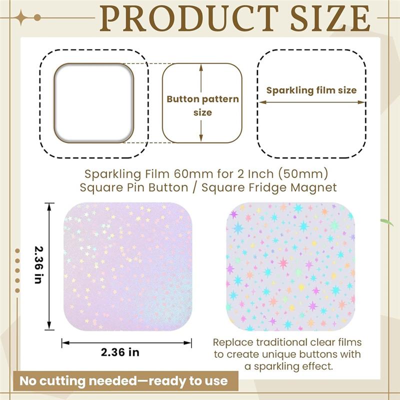 2025 Trend 200Pcs Button Maker Supplies Glittering Film For Pin Maker Machine Kit 4 Styles Clear Holographic Laminate Sheets