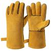 Heat-Resistant Cowhide BBQ Gloves: Flame Retardant, Anti-Scald, Long Oven Gloves for Camping & Barbecue