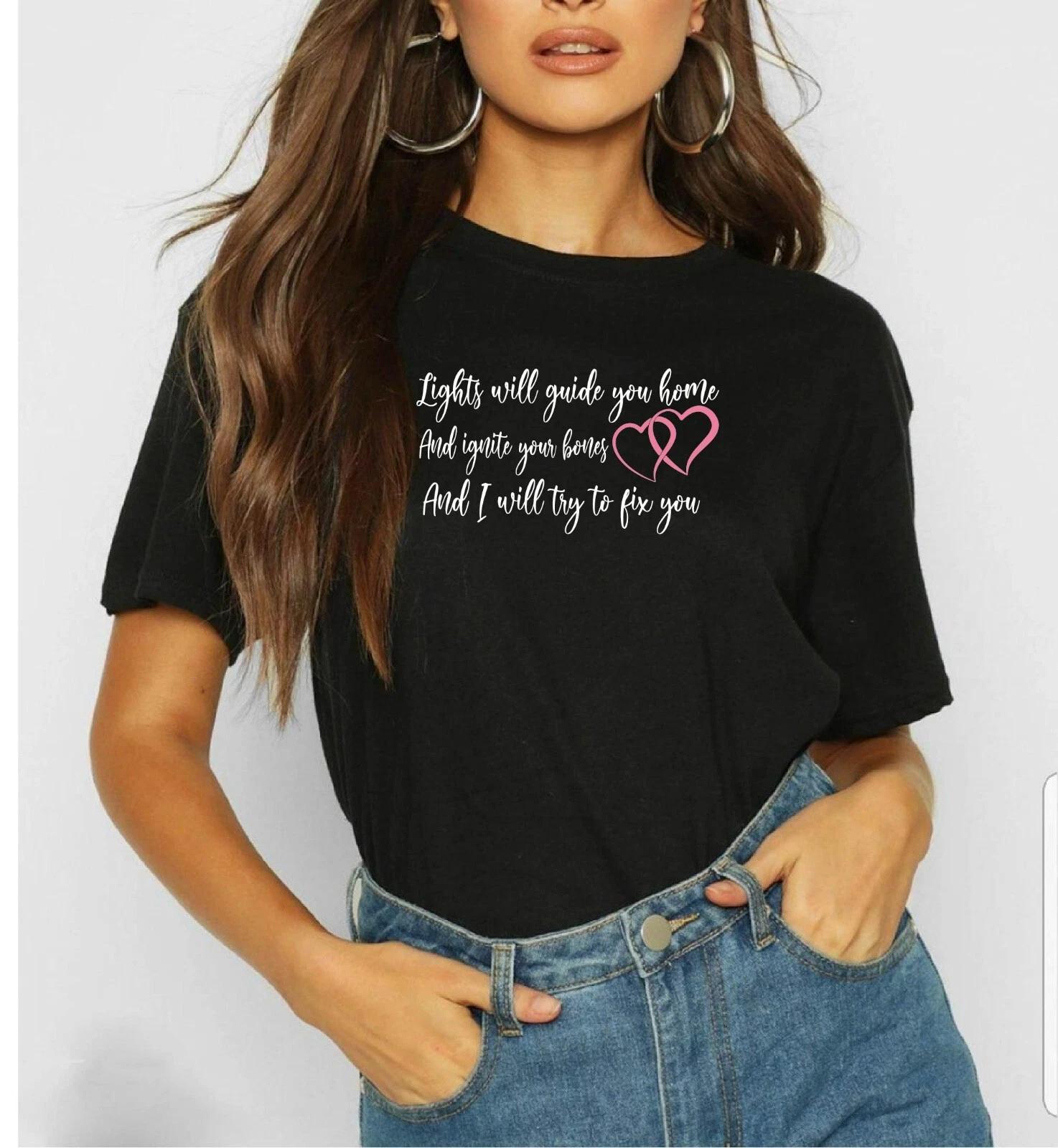 I will try to fix you T-Shirt Fashion Lyrics Fix You 2026 Tour Cold Play T-Shirt XXL