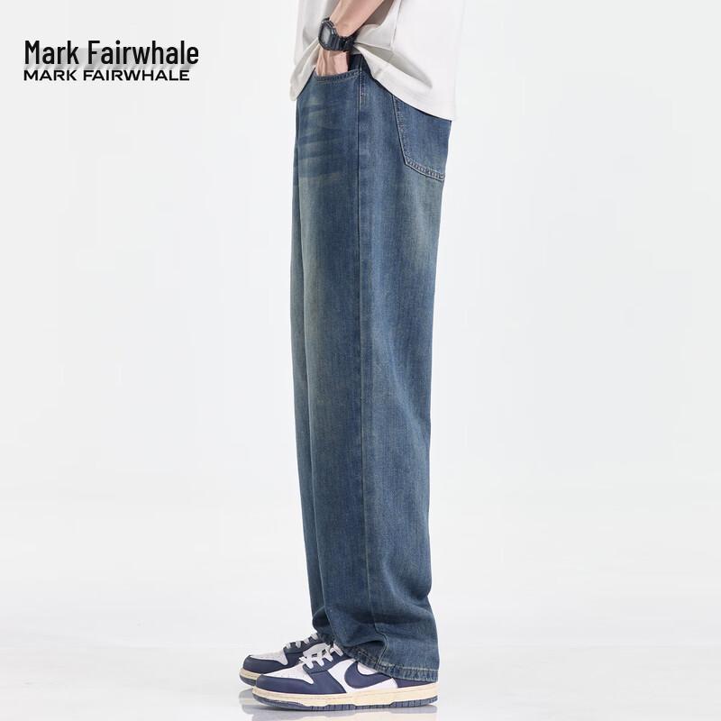 Mark Fairwhale Men's Washed Retro Loose Straight-Leg Jeans