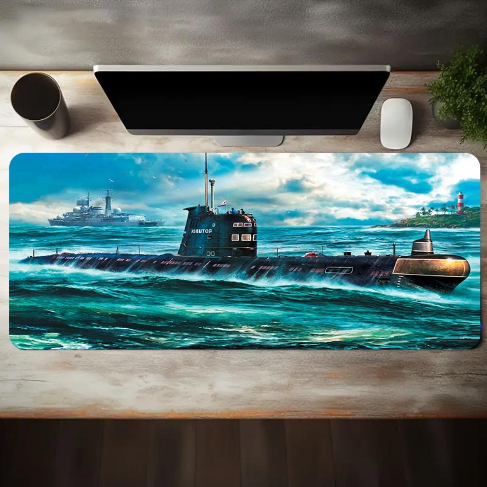 With Submarine And Distant Ship And Island Patterns AntiSlip Washable Rubber Base Office Desk Accessories Alfombrillas Gaming