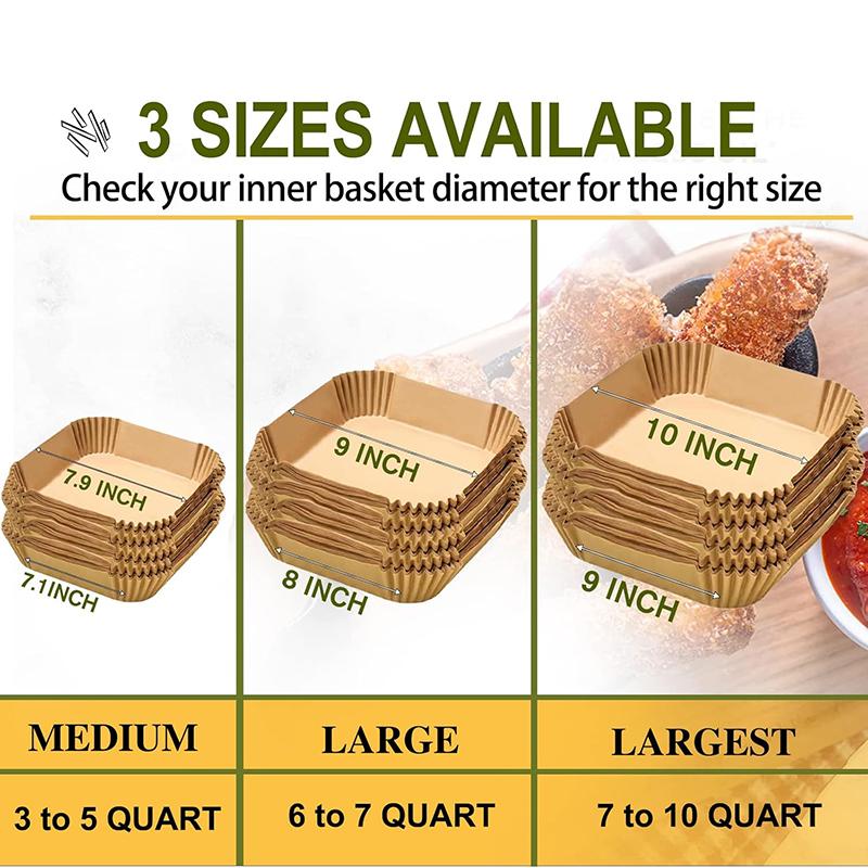 50-300Pcs 23CM Air Fryer Disposable Baking Paper Oven Paper Square 5’5 L Air Frying Paper Air Fryer Paper 23x23 Air Fryer Paper