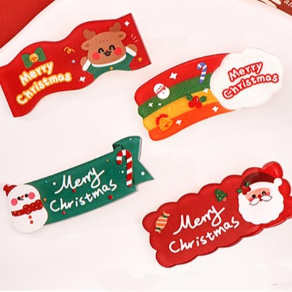 Cartoon Snowman Side Clip Elk Christmas Hair Clip Gift Acrylic Hair Clip  Party