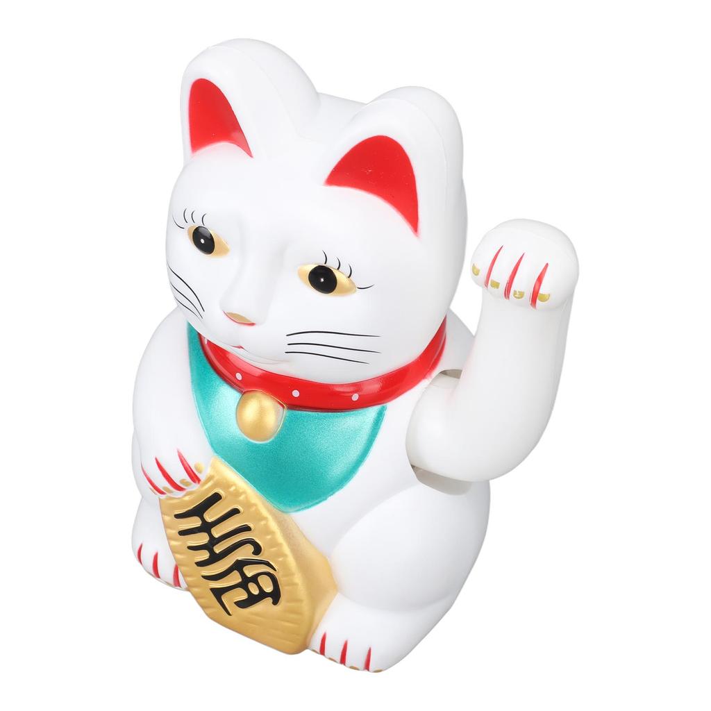 Glückskatze mit winkendem Arm, 17,8 cm, Kunststoff, batteriebetrieben, Reichtum willkommen heißend, Glückskatze