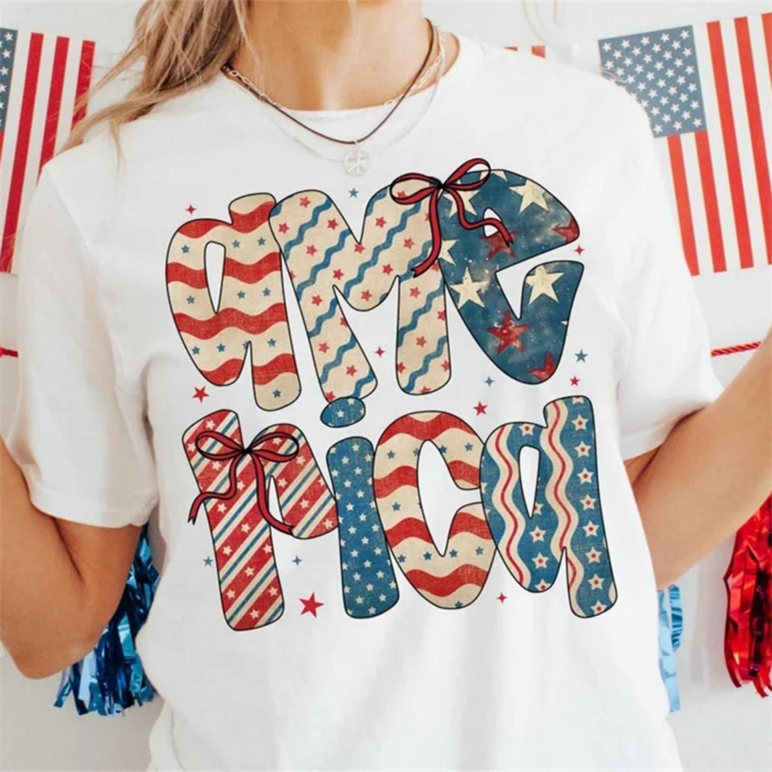 

American Graphic Women s T-Shirt Cute Fashionable Short Sleeved O-Neck Top Lady Printed Female Summer Trendy Casual T-Shirt XXXXXL білий