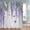 Purple Flowers And Butterflies Shower Curtain, Bathroom Decorative Shower Curtain, Waterproof Shower Curtain With Hooks