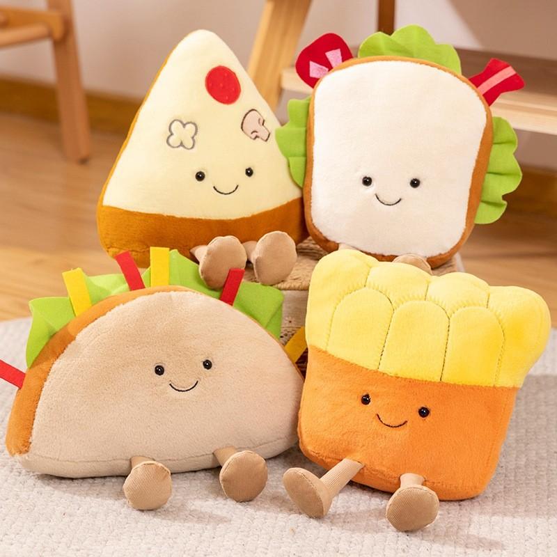 Vegetable Plush Mood Toy Sandwich French Fries Pizza Taco Stuffed Doll 2628cm