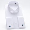 Cămașă de Gală pentru Bărbați cu Manșete Duble, Bumbac 100%, Mânecă Lungă, Croială Clasică, Nu Necesită Călcare, Guler Windsor, Cămăși cu Butoni Gratuți