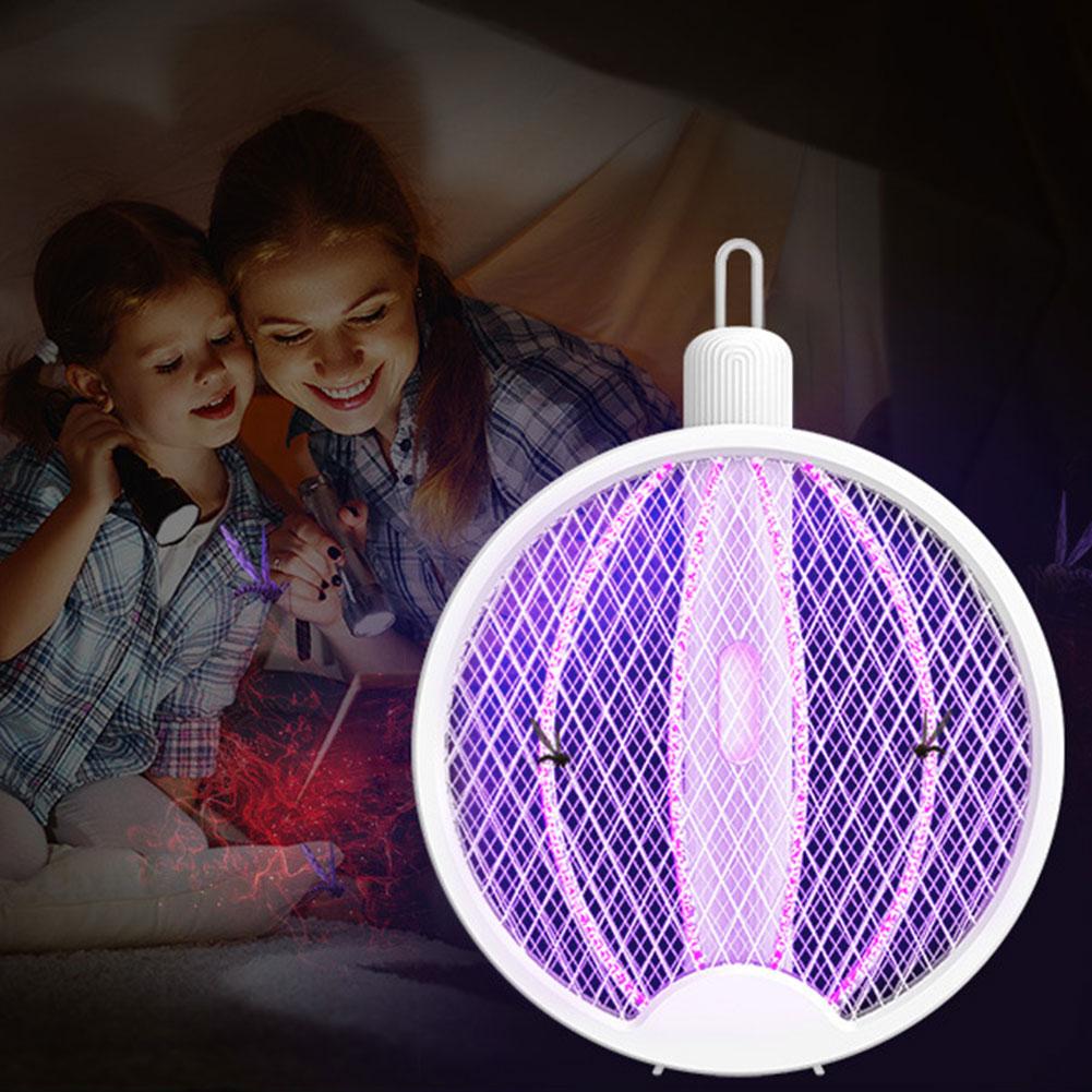 Foldable Electric Fly Swatter Rechargeable Mosquito Swatter Safe Fly Killer and Mosquito Trap Lamp for Home Indoor Outdoor